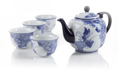 Blue Peony Teapot Set